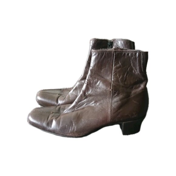 Munro American Womems 8.5 Chocolate Brown Leather Ankle Boots Comfurt Preppy - Picture 1 of 6